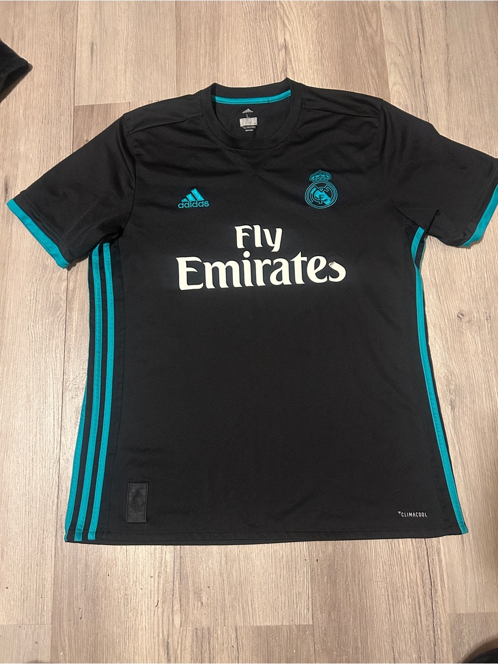 Adidas Black & Teal Real Madrid Fly Emirates Jersey
